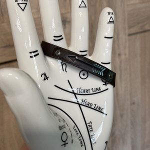 Arrow cut out Copper tone Metal Plate on Dk Brown Leather Handmade bracelet